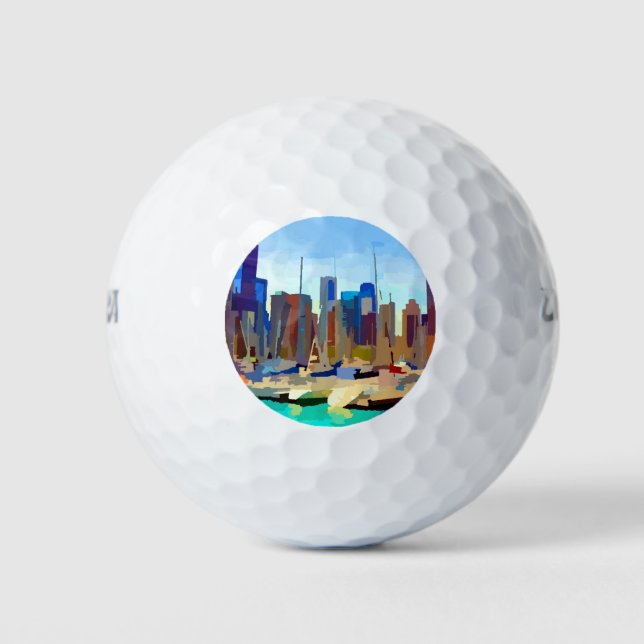 Chicago Harbor Skyline Golfball (Vorderseite)
