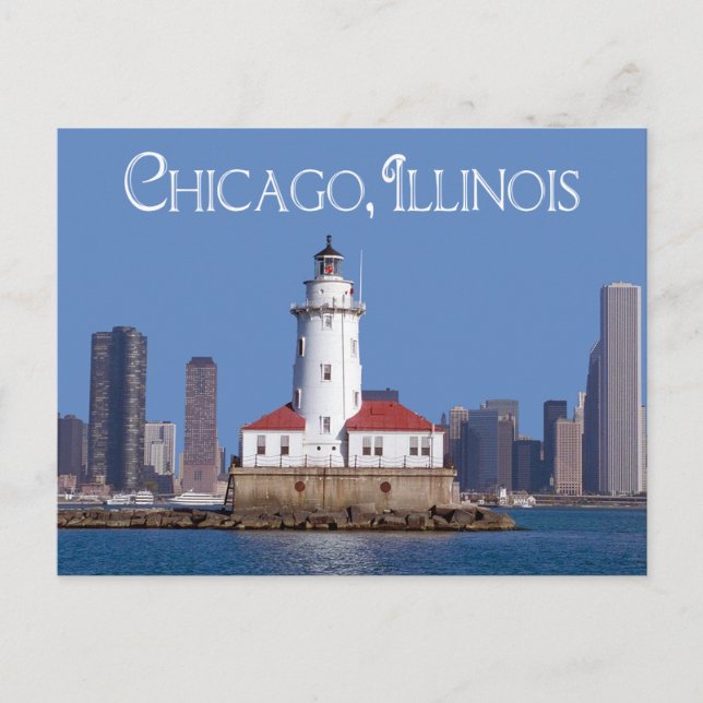 Chicago Harbour Lighthouse, Chicago Illinois USA Postkarte (Vorderseite)