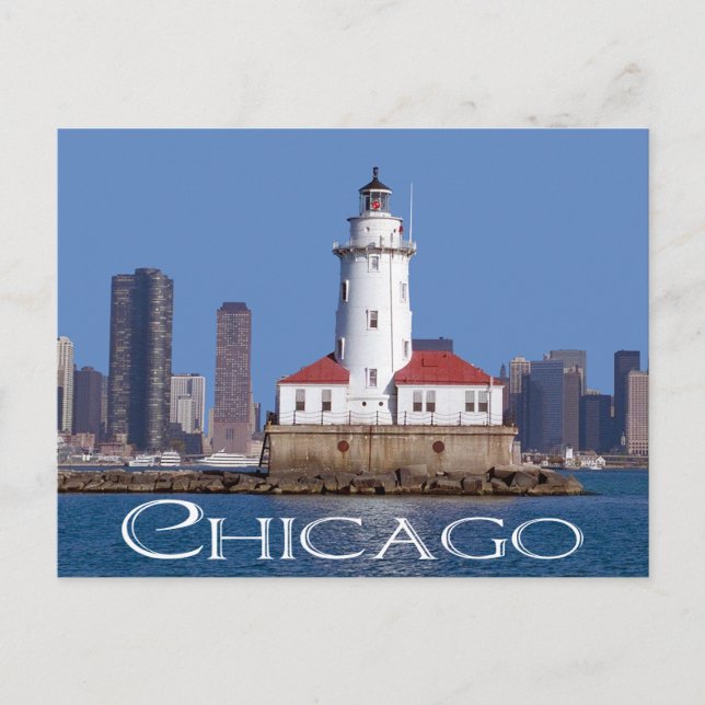 Chicago Harbour Lighthouse, Chicago Illinois USA Postkarte (Vorderseite)