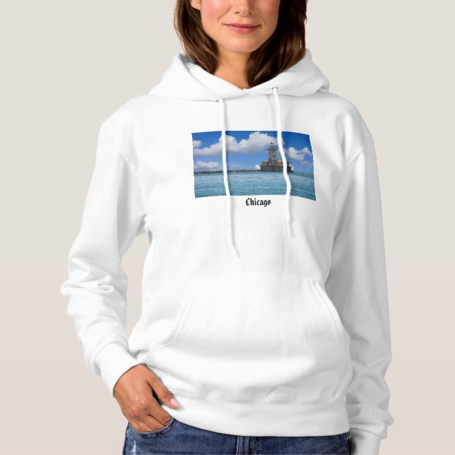 Chicago Harbour Lighthouse Painterly Hoodie (Vorderseite)