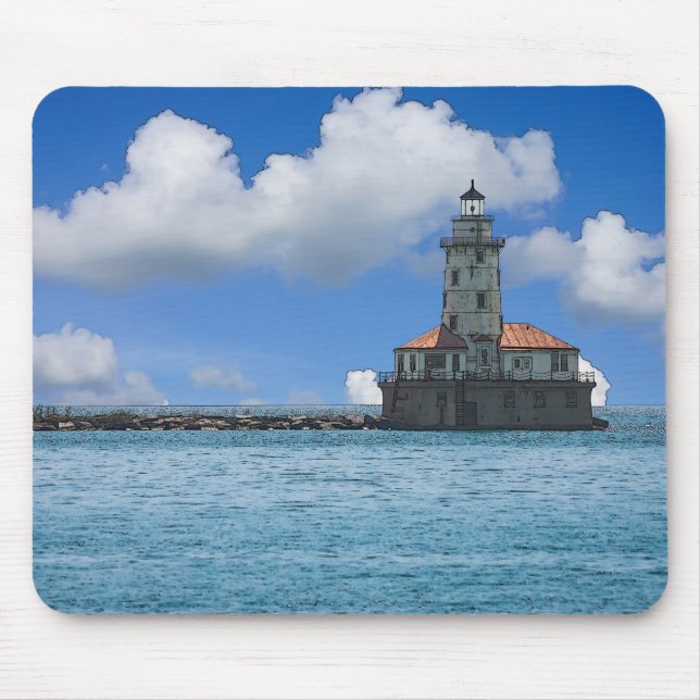 Chicago Harbour Lighthouse Painterly Mousepad (Vorne)