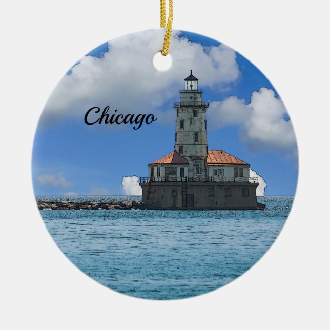Chicago Harbour Lighthouse Painterly Ornament (Vorne)