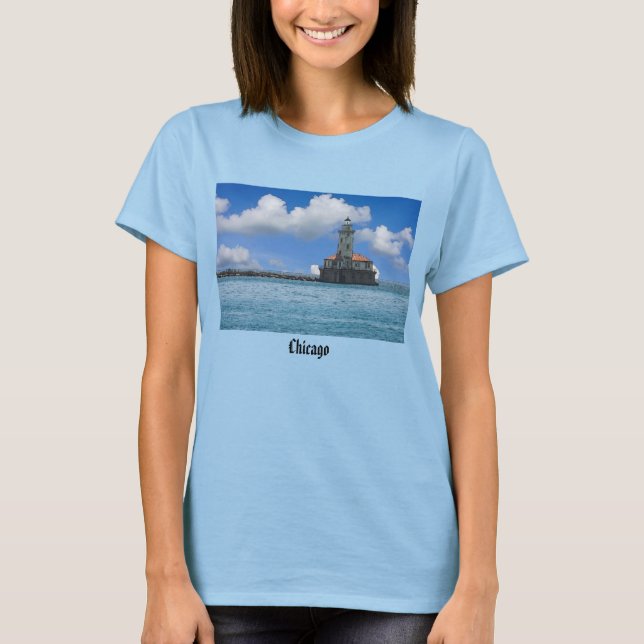 Chicago Harbour Lighthouse Painterly T - Shirt (Vorderseite)