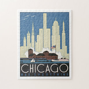 Chicago hat alles Vintages Reise-Plakat Puzzle