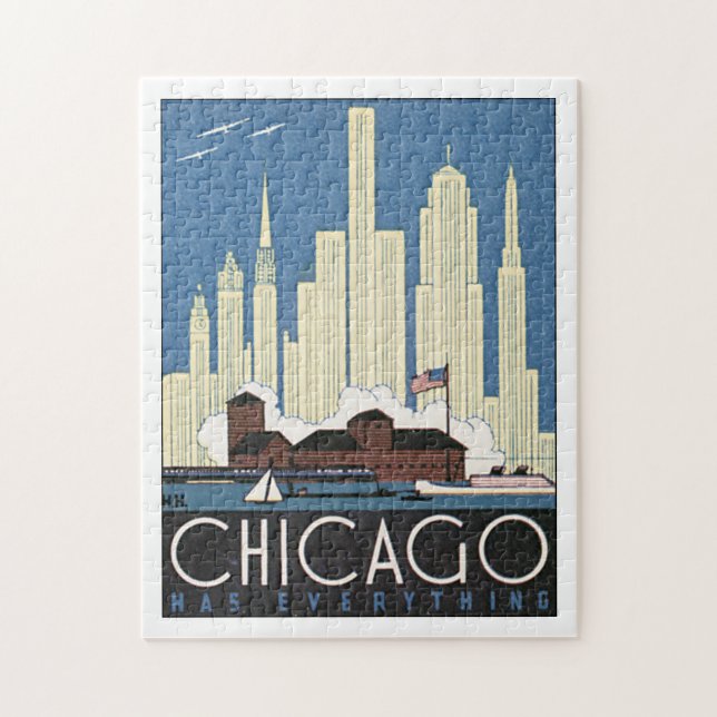Chicago hat alles Vintages Reise-Plakat Puzzle (Vertikal)
