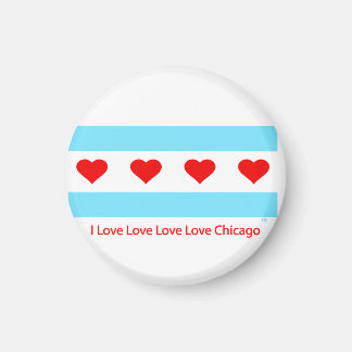 Chicago Heart Flag - I Liebe x 4 Chi Round Magnet