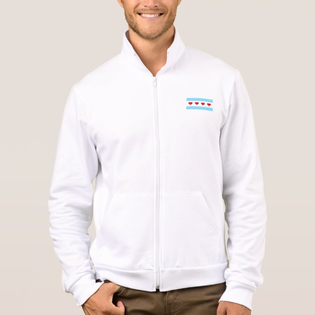 Chicago Heart Flag Men's Jacket T-Shirt (Vorderseite)