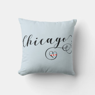 Chicago Heart Throw Pillow, Illinois Kissen
