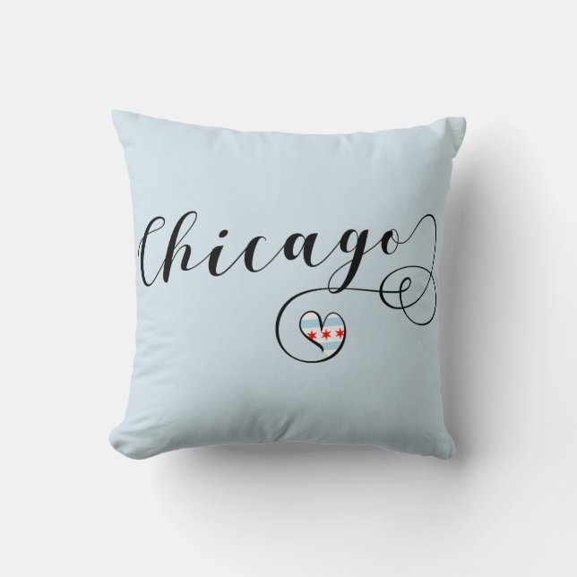 Chicago Heart Throw Pillow, Illinois Kissen (Vorderseite)