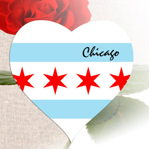 Chicago-Herz-Aufkleber, patriotische Chicago-Flagg Herz-Aufkleber