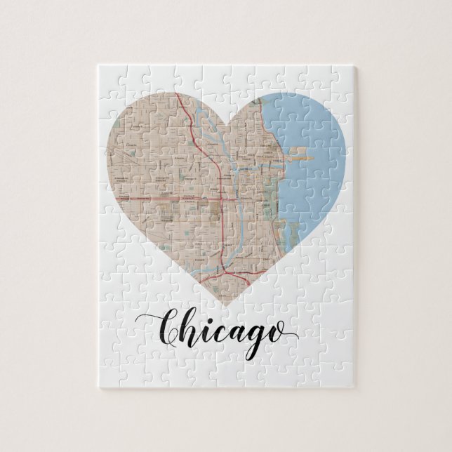 Chicago-Herz-Karte Puzzle (Vertikal)