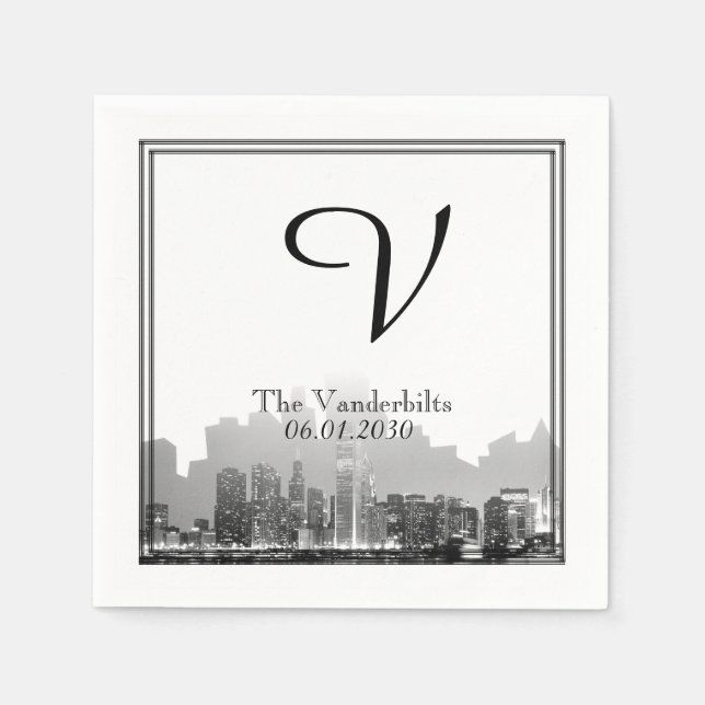 Chicago Hochzeit in Urlaubsort Napkin Serviette (Vorderseite)