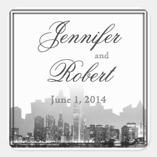 Chicago-Hochzeit in Urlaubsorts-Umschlag Aufkleber (Vorderseite)