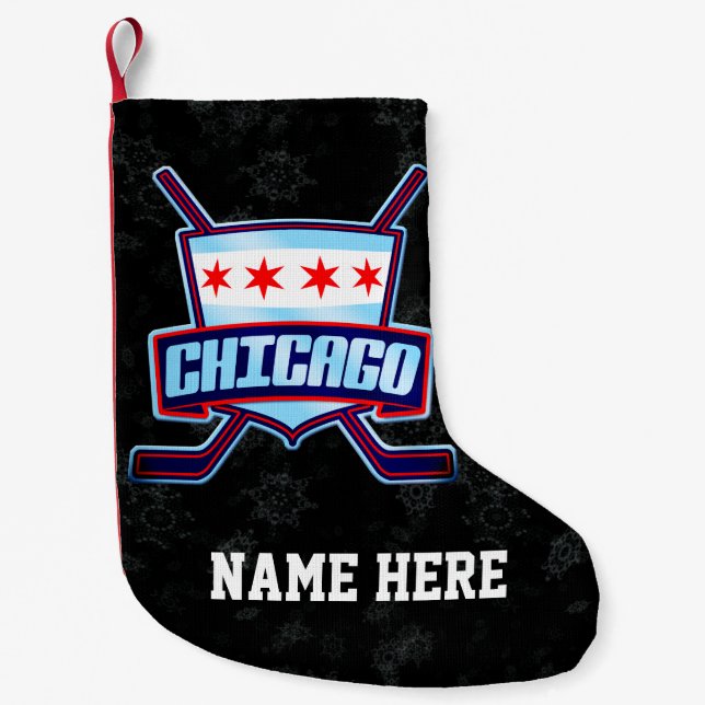 Chicago Hockey Flag Weihnachts-Strumpf, Customize Kleiner Weihnachtsstrumpf (Vorderseite)