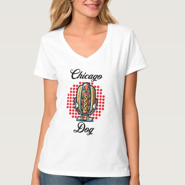 Chicago Hot Dog Retro Pop Art T-Shirt (Vorderseite)