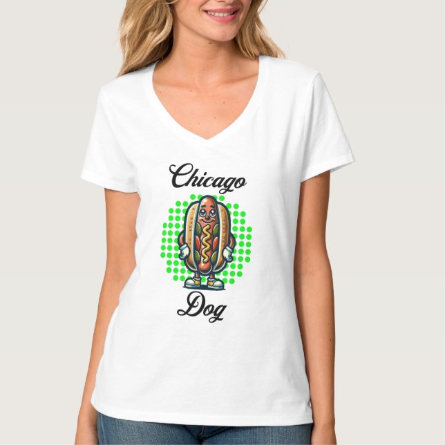 Chicago Hot Dog Retro Pop Art T-Shirt (Vorderseite)