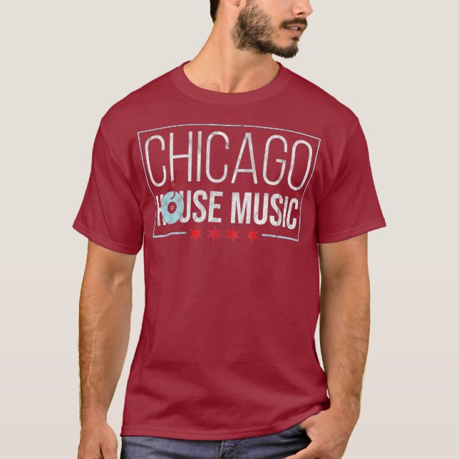Chicago House Music - DJ Vinyl Record Stilistisch T-Shirt (Vorderseite)