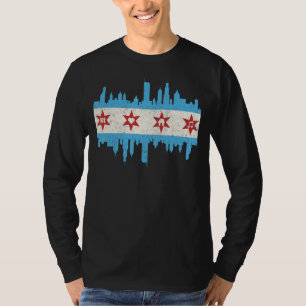 Chicago House Music Vintag DJ EDM Flag Skyline Pa T-Shirt