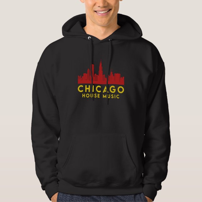 Chicago House Music Vinyl Dj Raver Flag Skyline Ap Hoodie (Vorderseite)