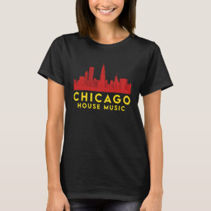 Chicago House Music Vinyl Dj Raver Flagge Skyline T-Shirt