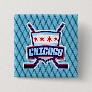 Chicago Ice Hockey Flag Button
