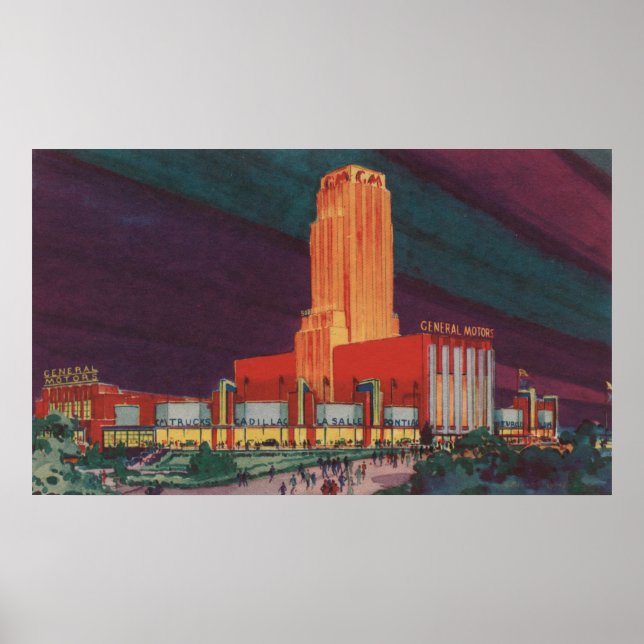 Chicago, IL - Ansicht der General Motors Buildin Poster (Vorne)