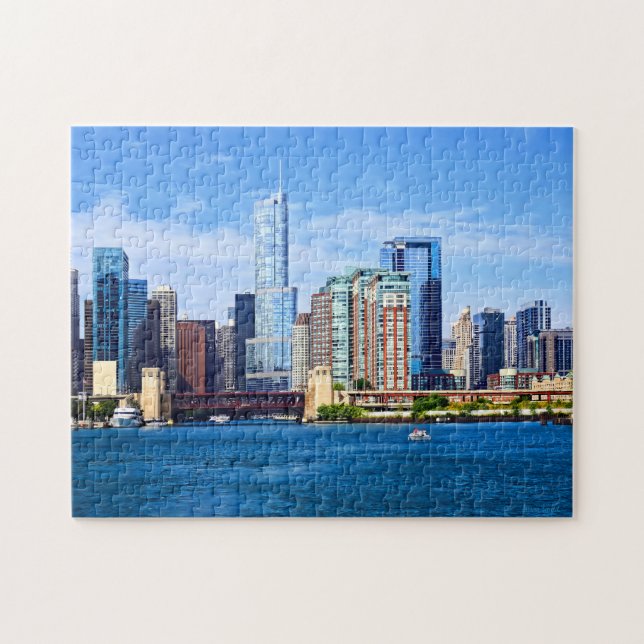 Chicago IL - Aussicht Vom Lake Michigan Puzzle (Horizontal)