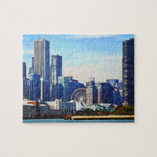 Chicago IL - Chicago Skyline und Navy Pier Puzzle