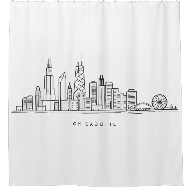Chicago IL Cityscape Illustration Duschvorhang (Vorderseite)