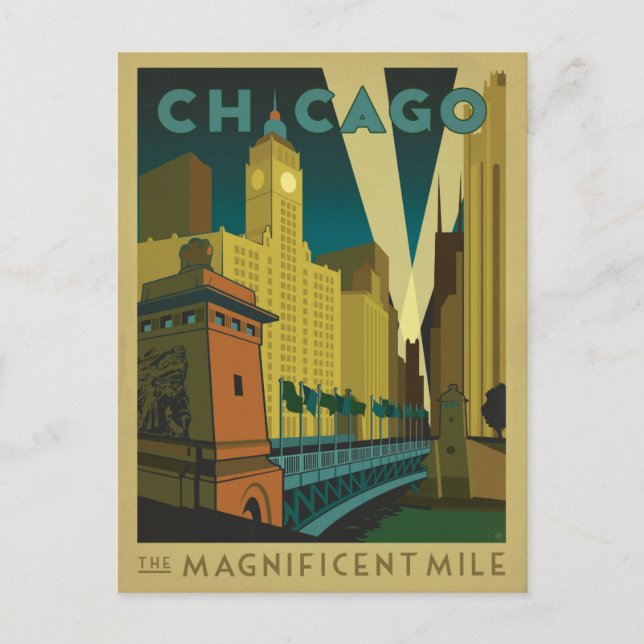 Chicago, IL - Die prächtige Meile Postkarte (Vorderseite)