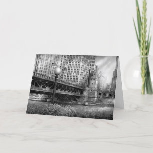 Chicago, IL - DuSable Bridge built in 1920  - BW Karte