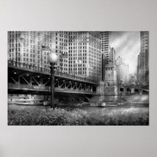 Chicago, IL - DuSable Bridge, erbaut 1920 - SW Poster