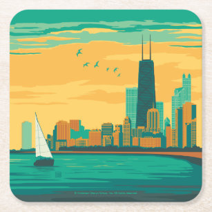 Chicago, IL - Genießen Sie das Seeufer Rechteckiger Pappuntersetzer