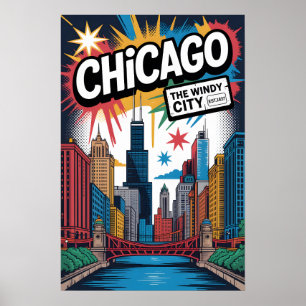 Chicago IL Graffiti Stadt-Reiseposter Poster