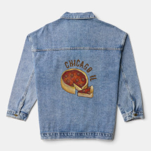 Chicago IL Illinois Deep Dish Pepperoni Pizza Food Jeansjacke