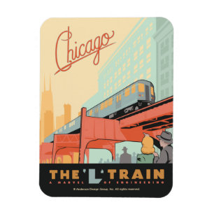 Chicago, IL - 'L' Zug Magnet