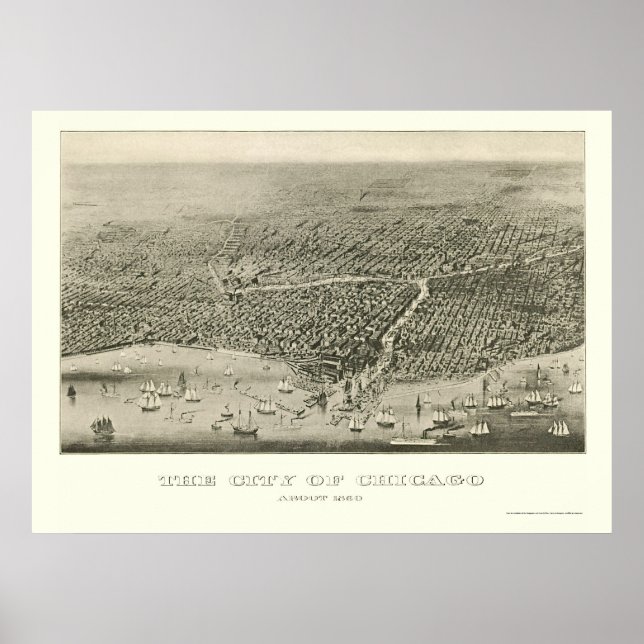Chicago, IL Panoramic Map - 1860 Poster (Vorne)