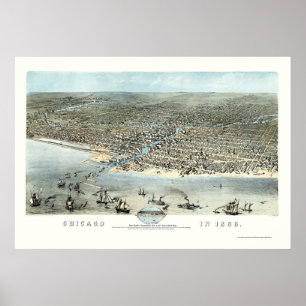 Chicago, IL Panoramic Map - 1868 Poster