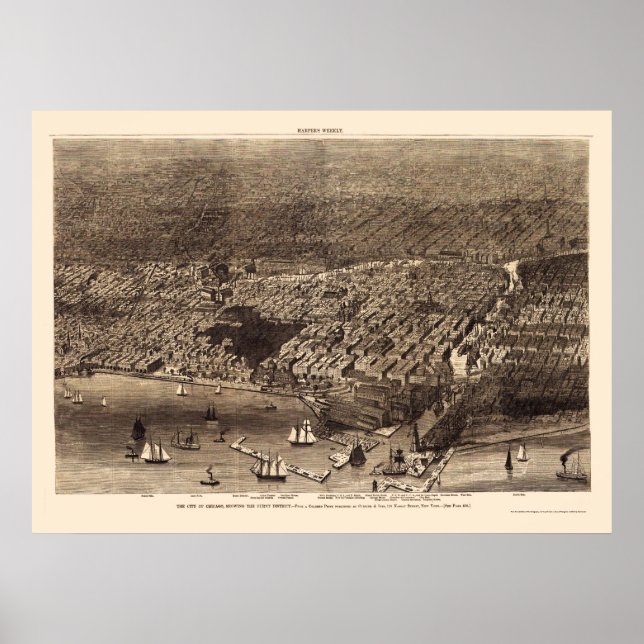Chicago, IL Panoramic Map - 1874 Poster (Vorne)