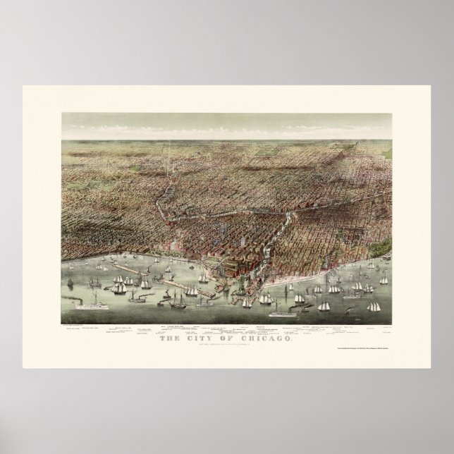 Chicago, IL Panoramic Map - 1892b Poster (Vorne)