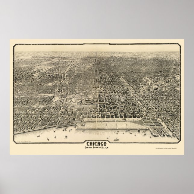 Chicago, IL Panoramic Map - 1916 Poster (Vorne)
