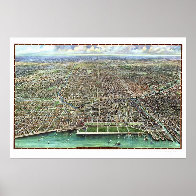 Chicago, IL Panoramic Map - 1916 Poster (Vorne)