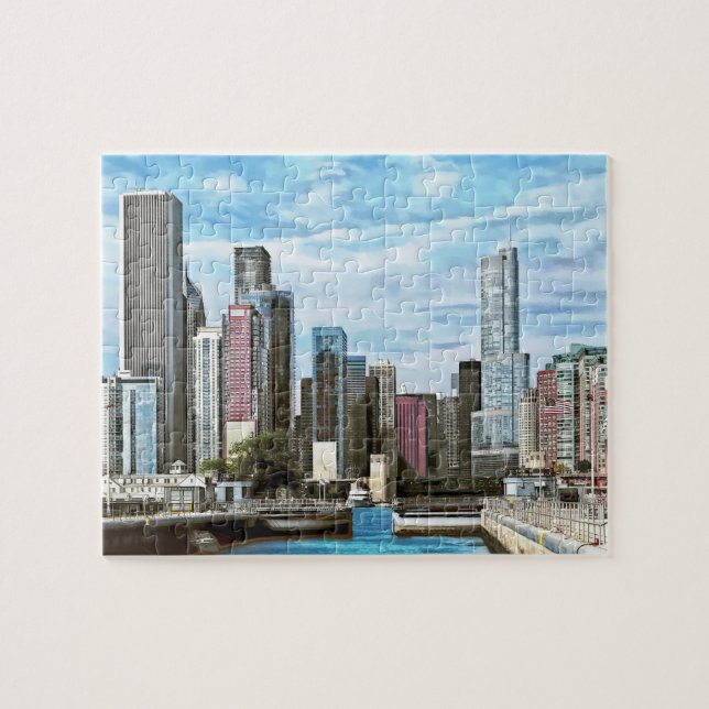 Chicago IL - Schleuse Chicago Harbour Puzzle (Horizontal)