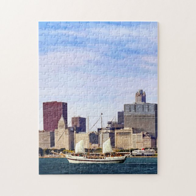 Chicago IL - Schooner am Lake Michigan Puzzle (Vertikal)