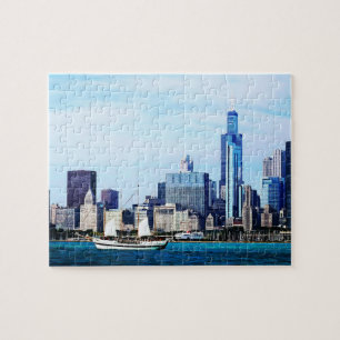 Chicago IL - Schooner gegen Chicago Skyline Puzzle