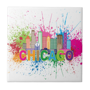 Chicago IL Skyline-abstrakte Farbillustration Fliese