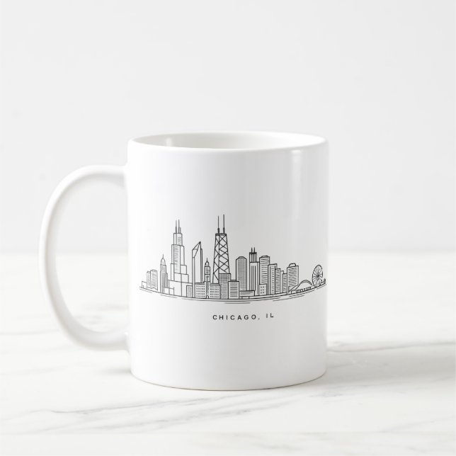 Chicago IL Stadtansicht Illustration Kaffeetasse (Links)