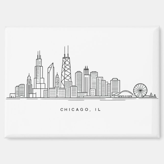 Chicago IL Stadtansicht Illustration Magnet (Vorderseite)