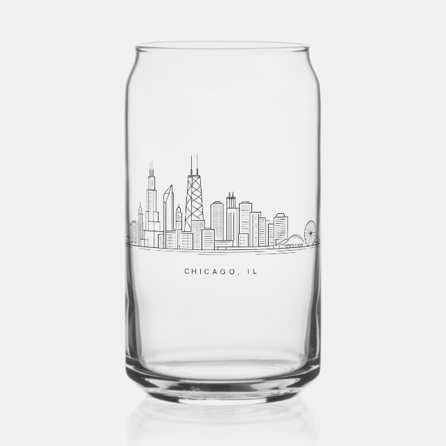Chicago IL Stadtbild-Illustration Dosenglas (Vorderseite)