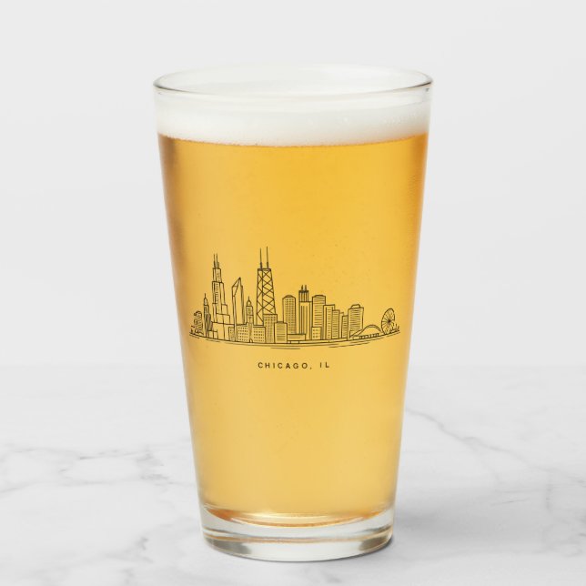 Chicago IL Stadtbild-Illustration Glas (Vorne (Gefüllt))